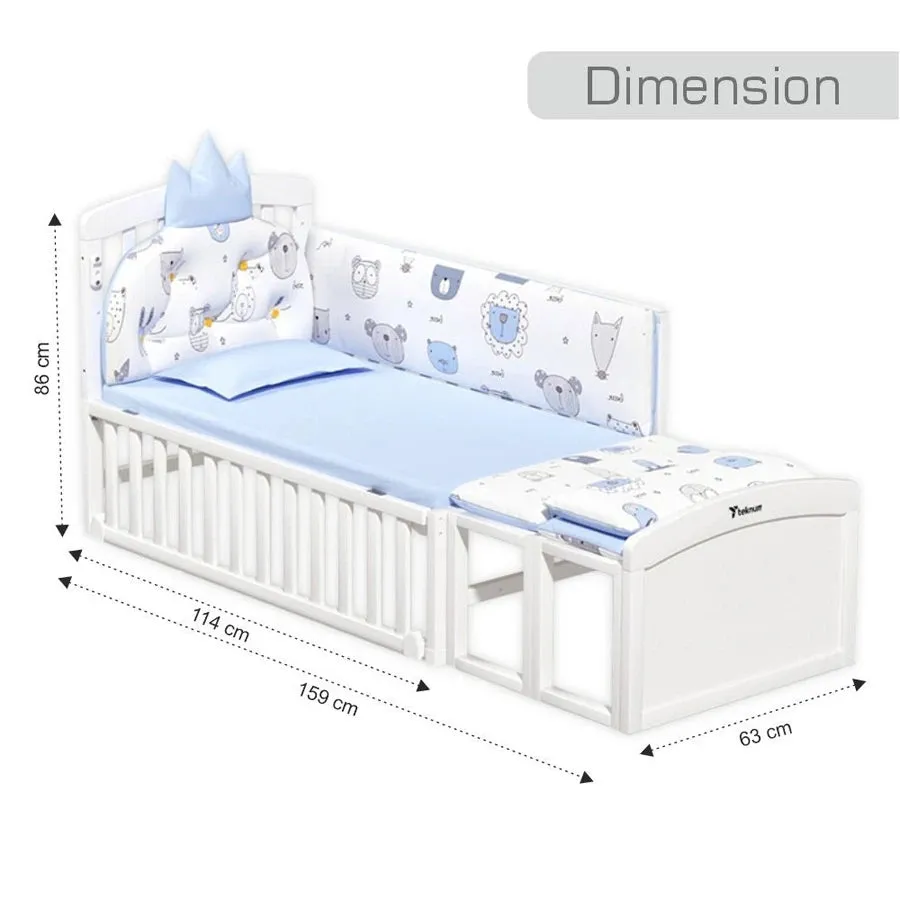 Teknum 7 in 1 Convertible Bedside Crib & Kids Bed with Mattress