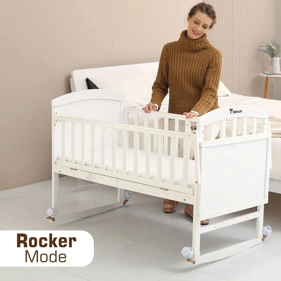 Teknum 7 in 1 Convertible Bedside Crib & Kids Bed with Mattress