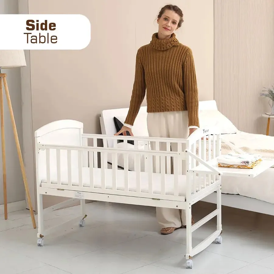 Teknum 7 in 1 Convertible Bedside Crib & Kids Bed with Mattress