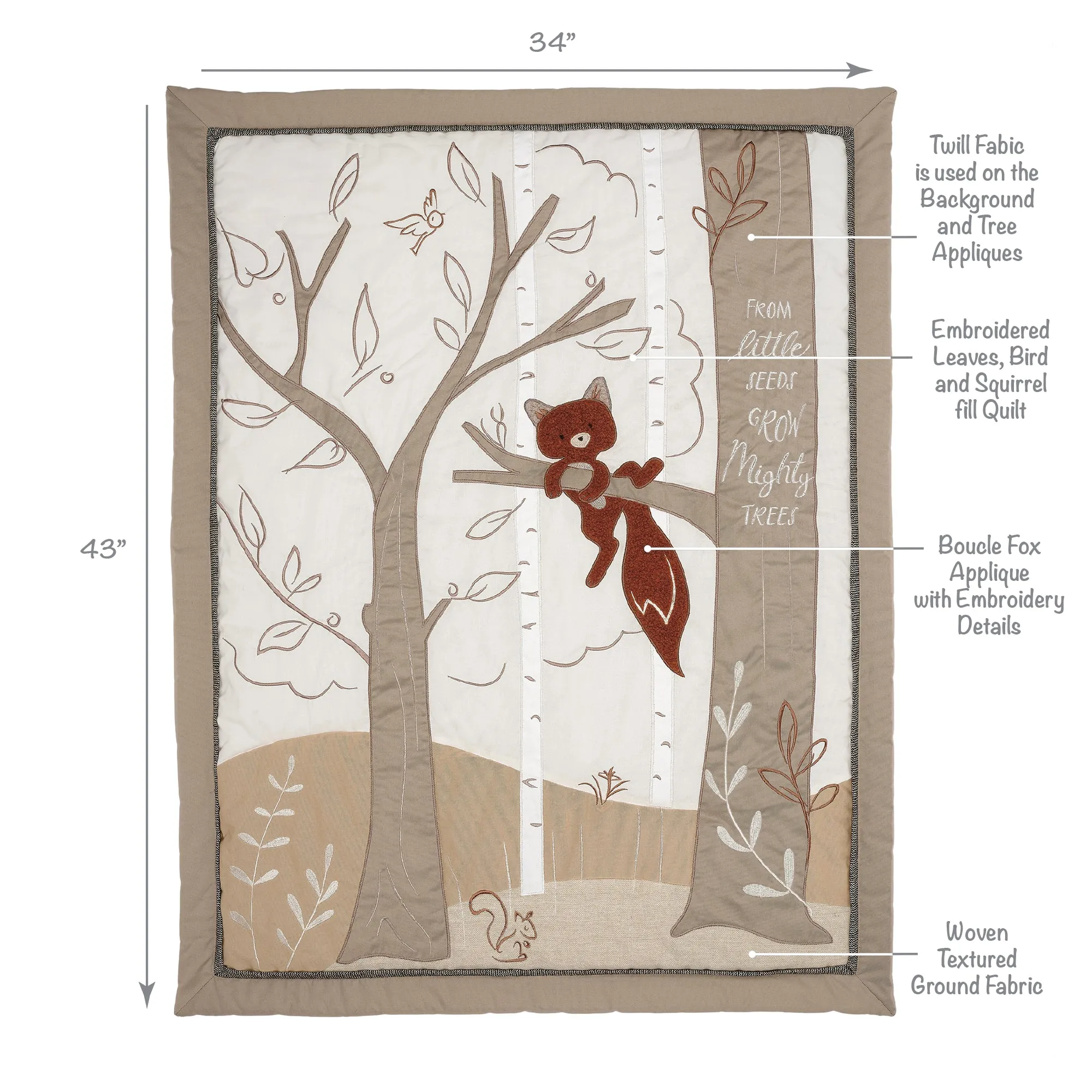 Treetop Fox 3-Piece Crib Bedding Set