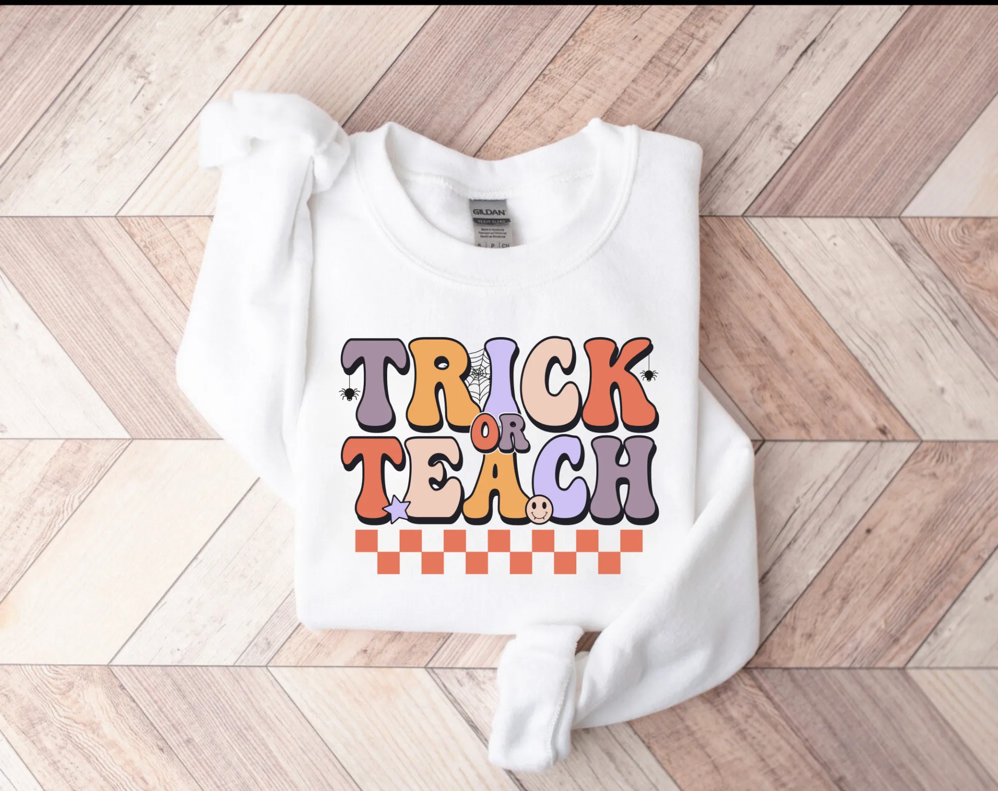 Trick or Teach Halloween Teacher Crewneck Sweatshirt