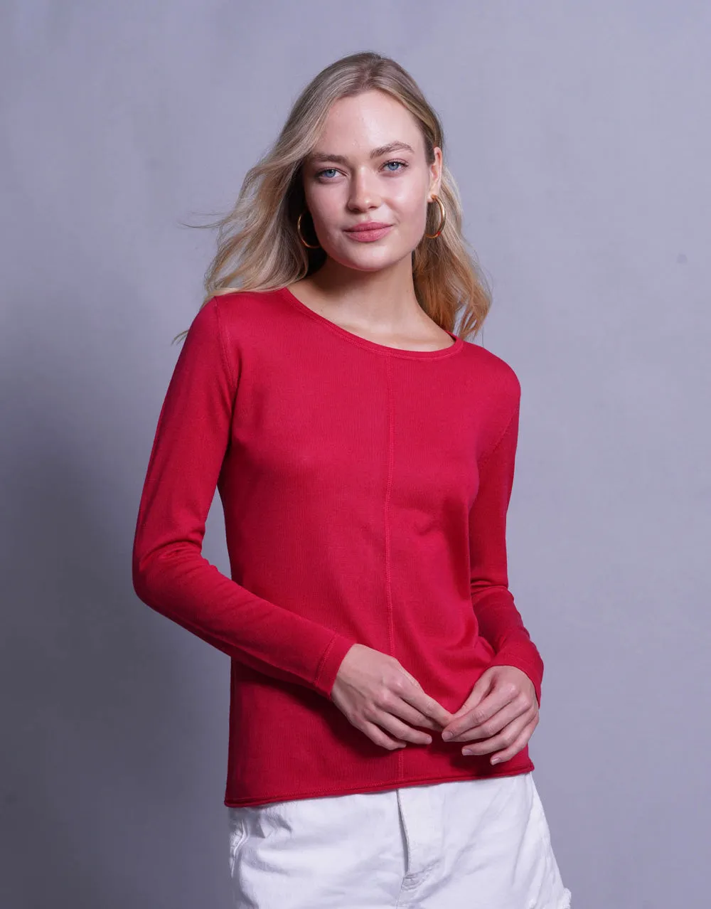 Ultrafine Short Sweater in Begonia