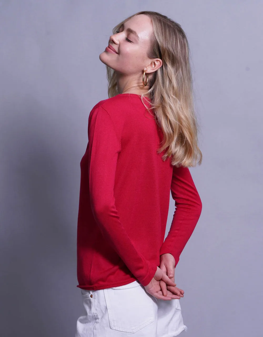 Ultrafine Short Sweater in Begonia