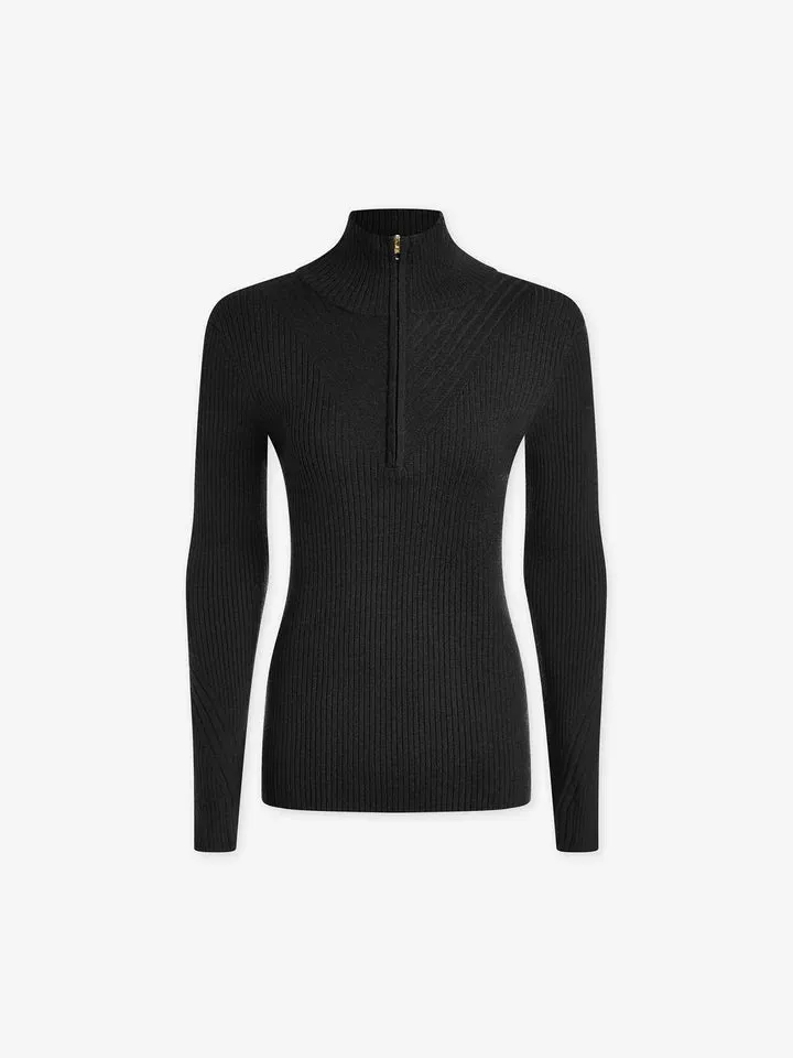 Varley Demi Half Zip Knit - Black