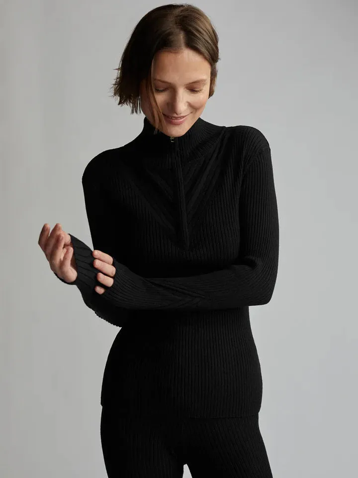 Varley Demi Half Zip Knit - Black