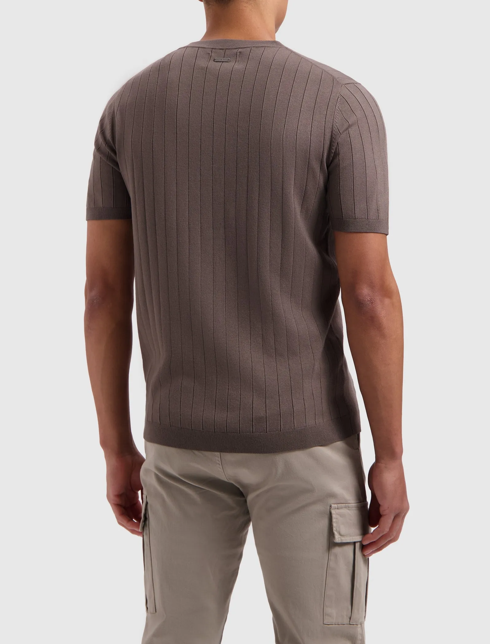 Vertical Striped Knitwear T-shirt | Brown