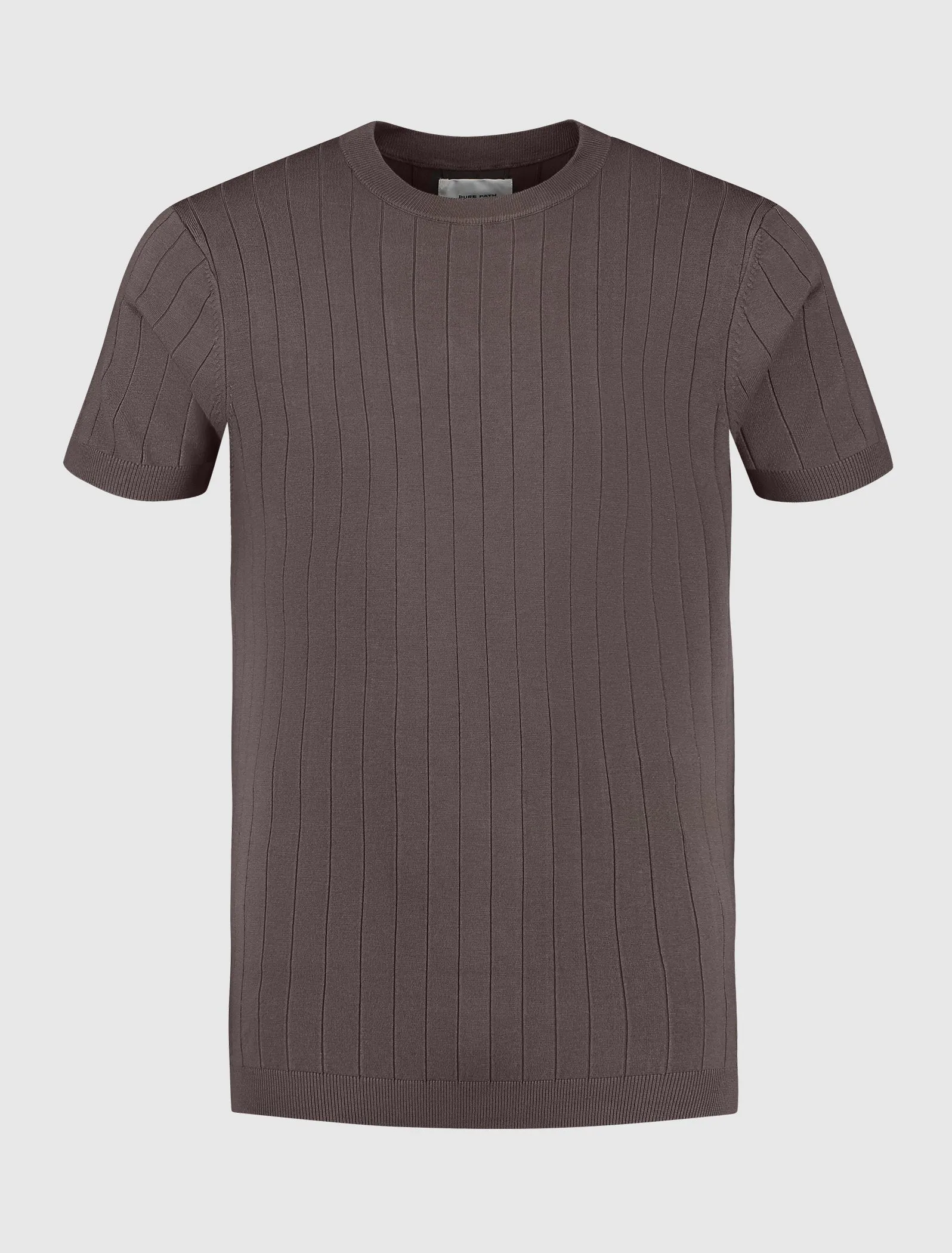 Vertical Striped Knitwear T-shirt | Brown