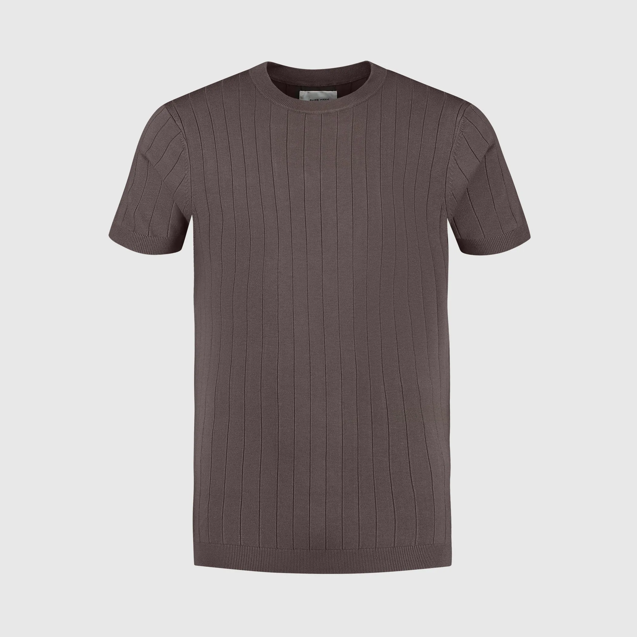 Vertical Striped Knitwear T-shirt | Brown