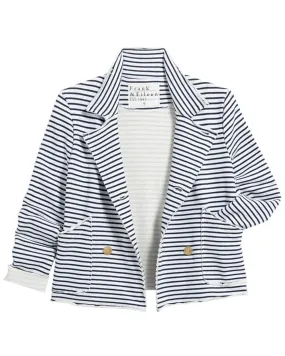 White and British Royal Navy Stripe Mini Belfast Crop Peacoat