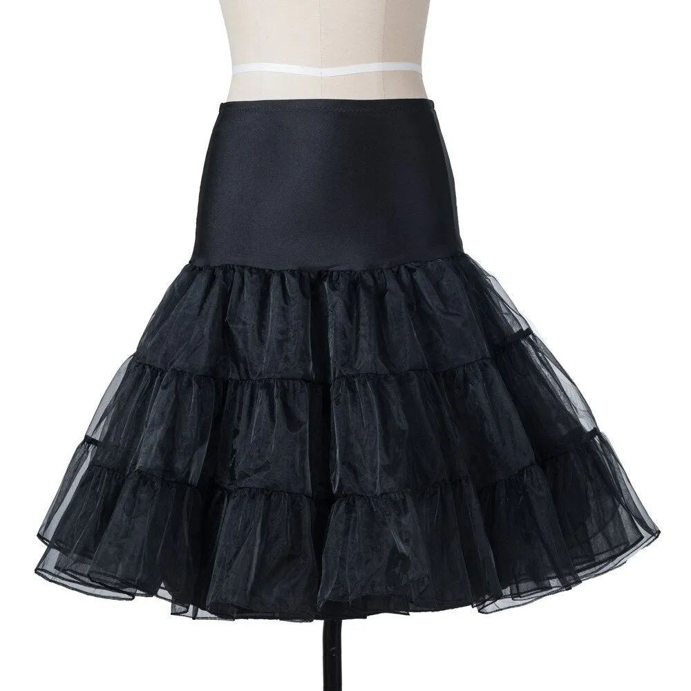 White Women Tulle Skirts Underskirt Rockabilly Dance Petticoat Black Crinoline Retro Vintage Tutu Skater Ball Gown