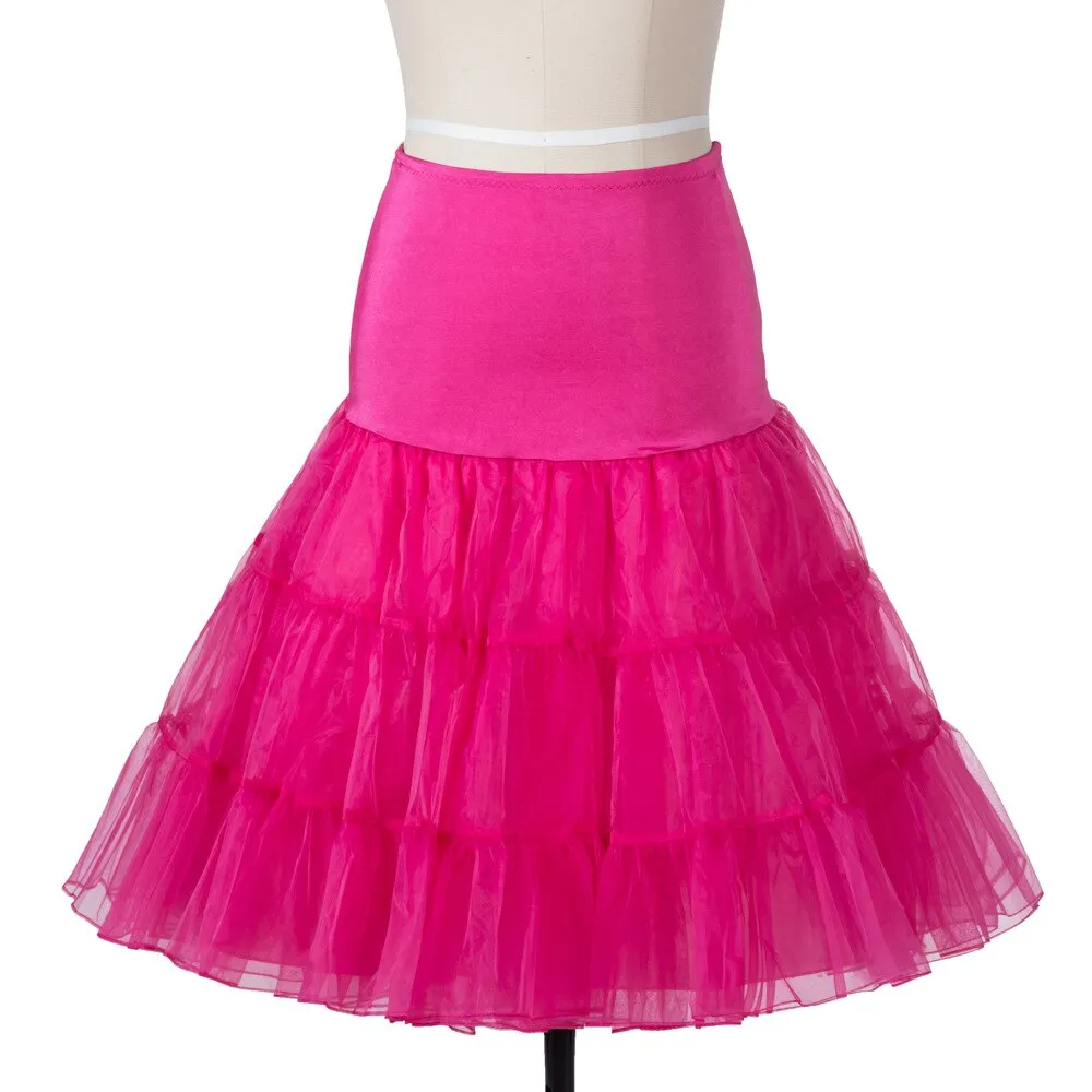 White Women Tulle Skirts Underskirt Rockabilly Dance Petticoat Black Crinoline Retro Vintage Tutu Skater Ball Gown