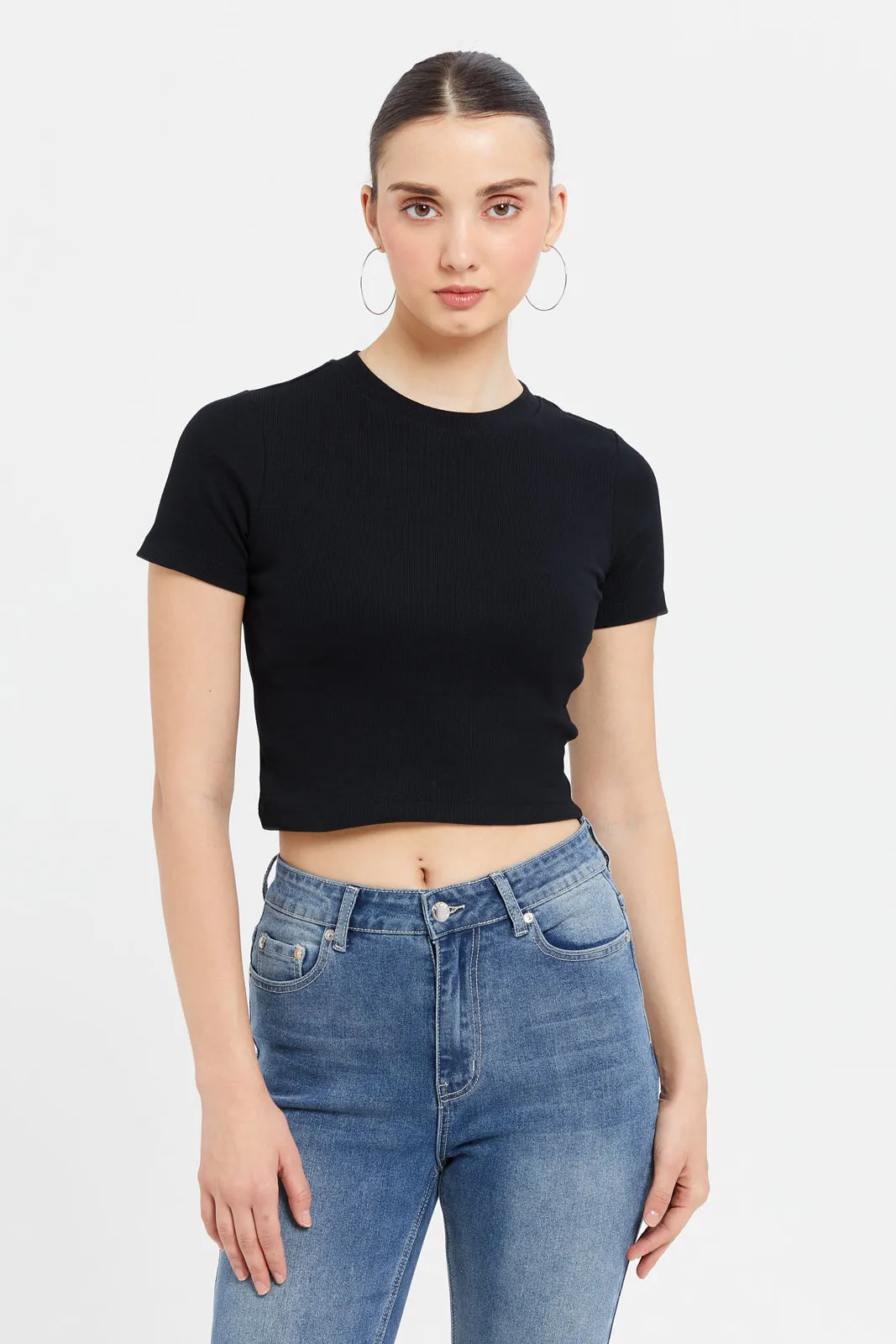 Woman Black Crop Top