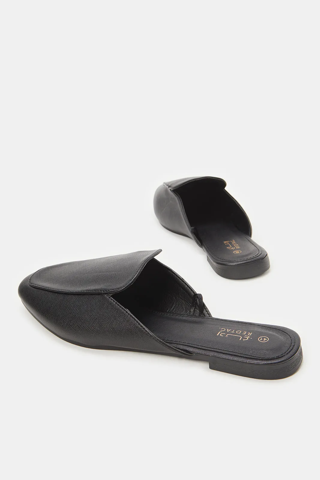 Women Black Closed Toe Mules