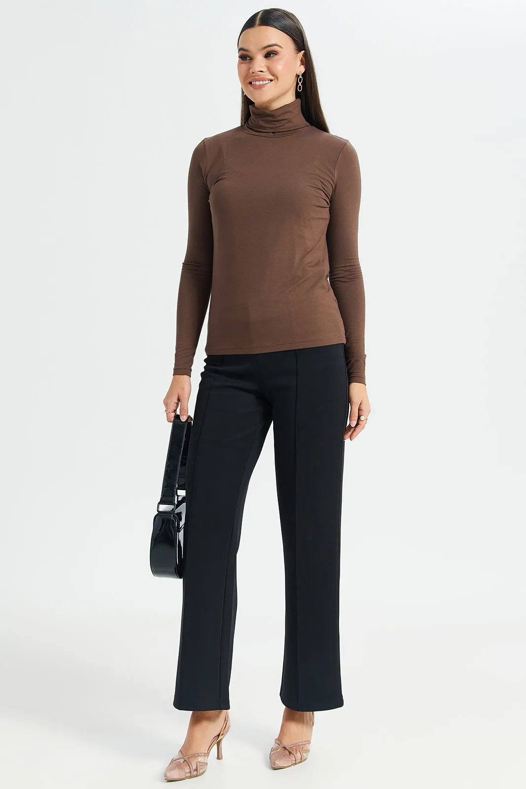 Women Brown Long Sleeve T-Shirt