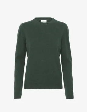 Women Light Merino Wool Crew - Emerald Green