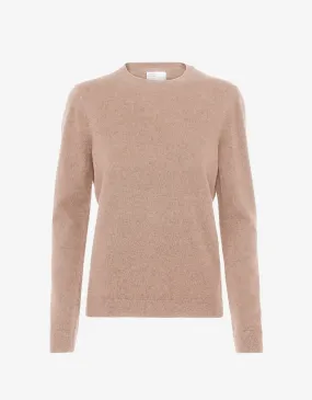 Women Light Merino Wool Crew - Honey Beige