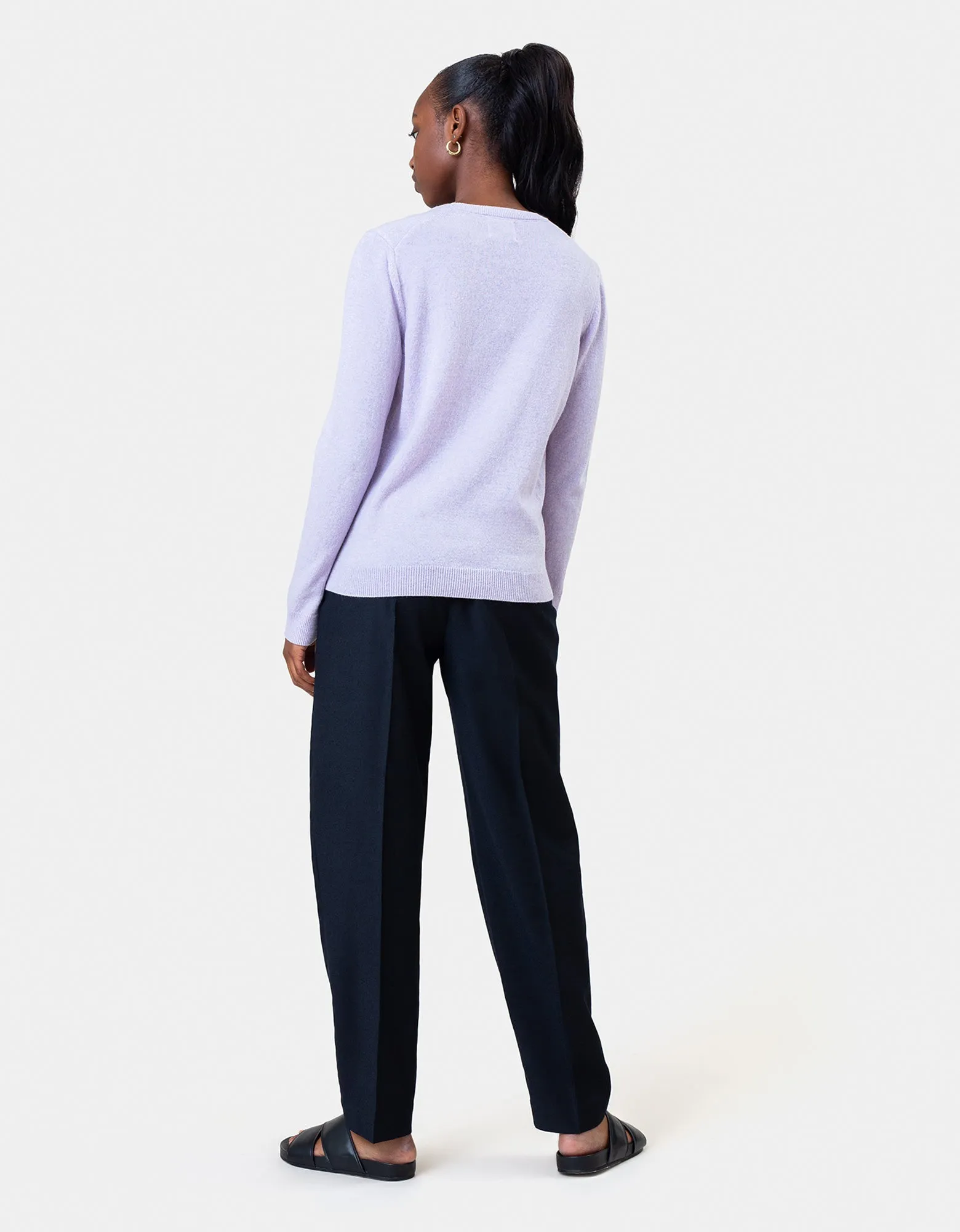 Women Light Merino Wool Crew - Navy Blue