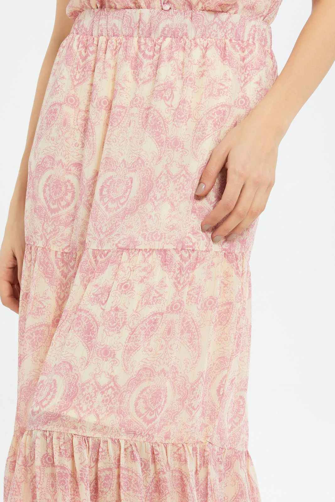 Women Pink Printed Flared Skirt