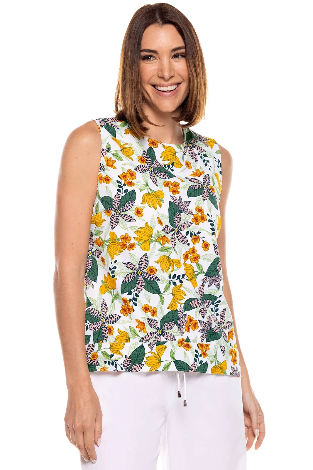 Women's St. Tropez Swing Tank Top | Apricot Crush Floral Paradise