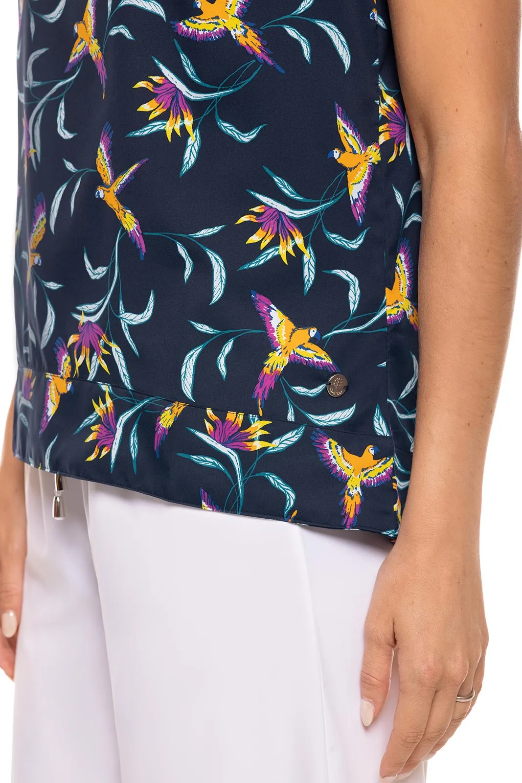 Women's St. Tropez Swing Tank Top  |  Navy Birds of Paradise