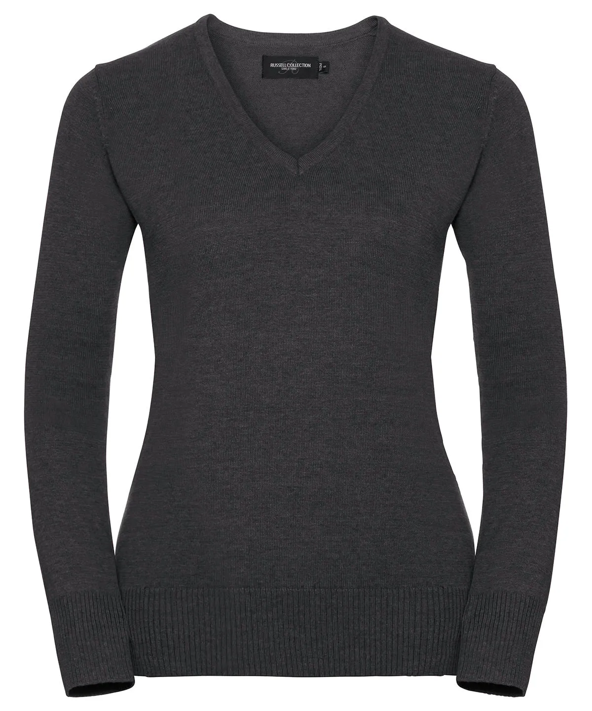 Womens v-neck knitted sweater | Charcoal Marl