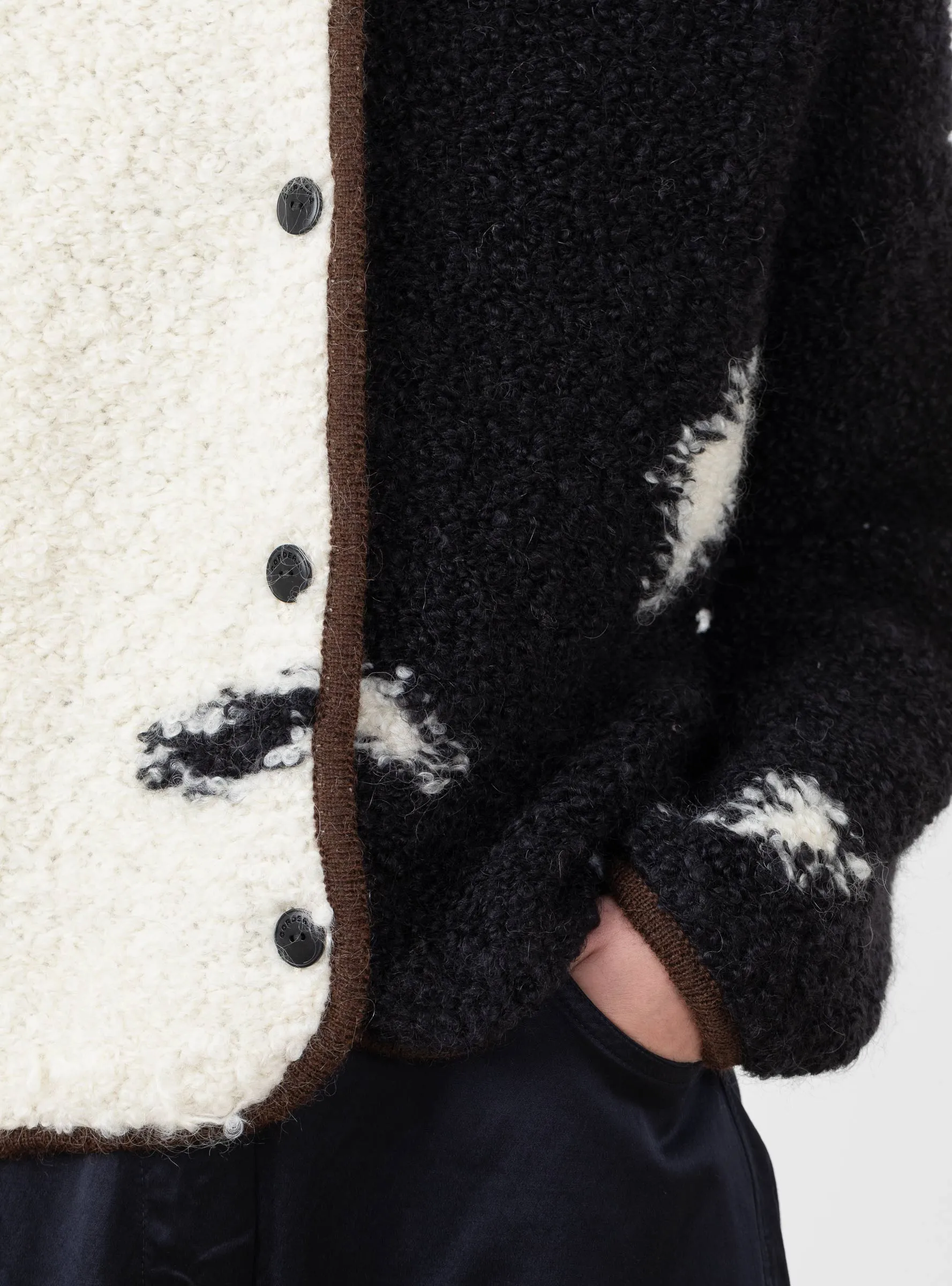 Wool & Mohair Blotch Cardigan Black & White